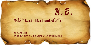 Mátai Balambér névjegykártya